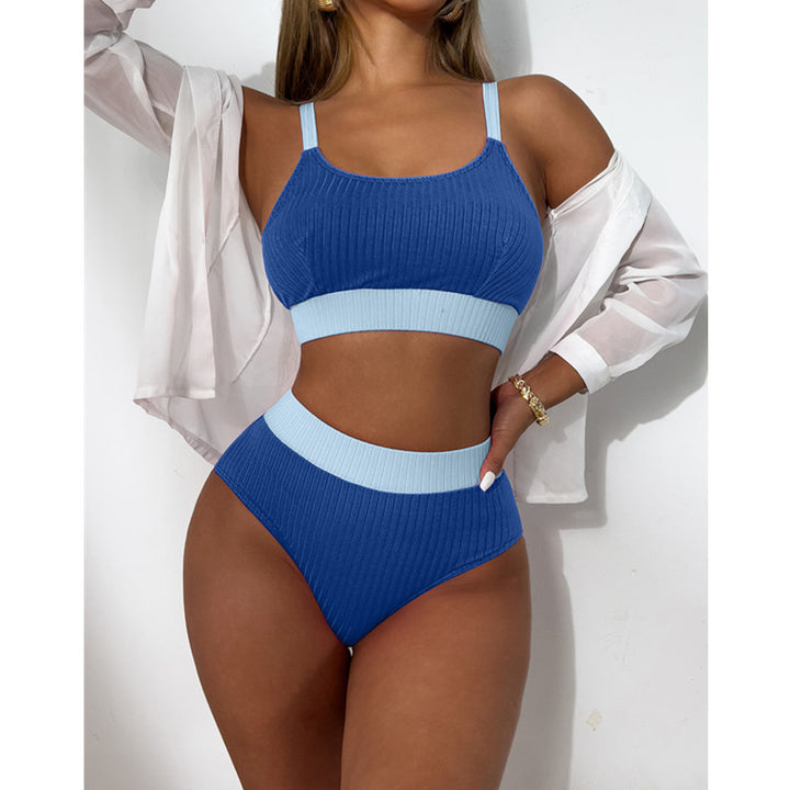 Damer Høj taljebikini-sæt med ribstruktur og justerbare stropper Stilla