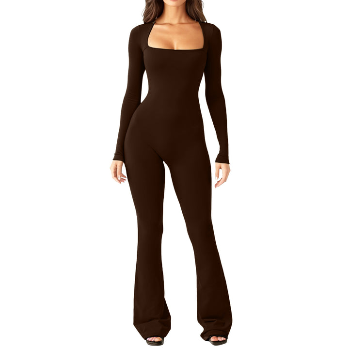 Damer Elegant langærmet jumpsuit med bred ben og kvadratisk udskæring Stilla