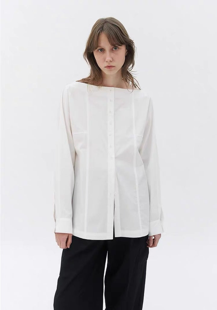 Kvinders klassiske skjortebluse med moderne detaljer Stilla