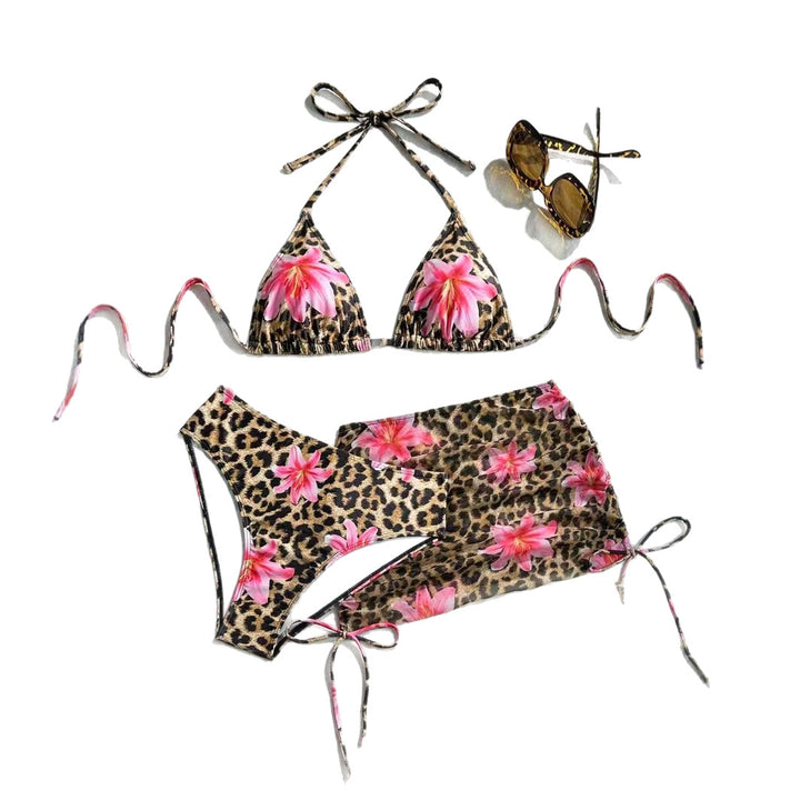 Dame Bikini Sæt med floral leopardmønster Stilla