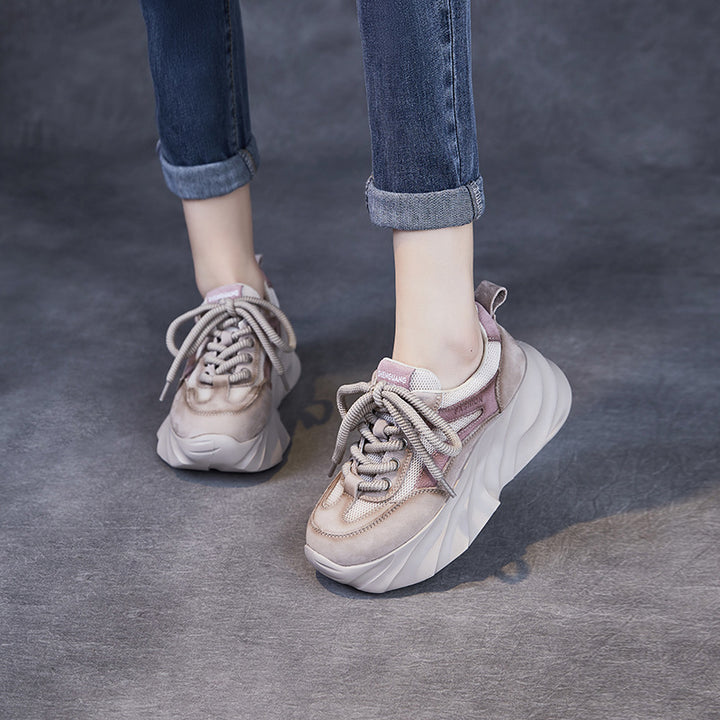 Dame Chunky Platform Mode Sneakers med åndbart Mesh Stilla