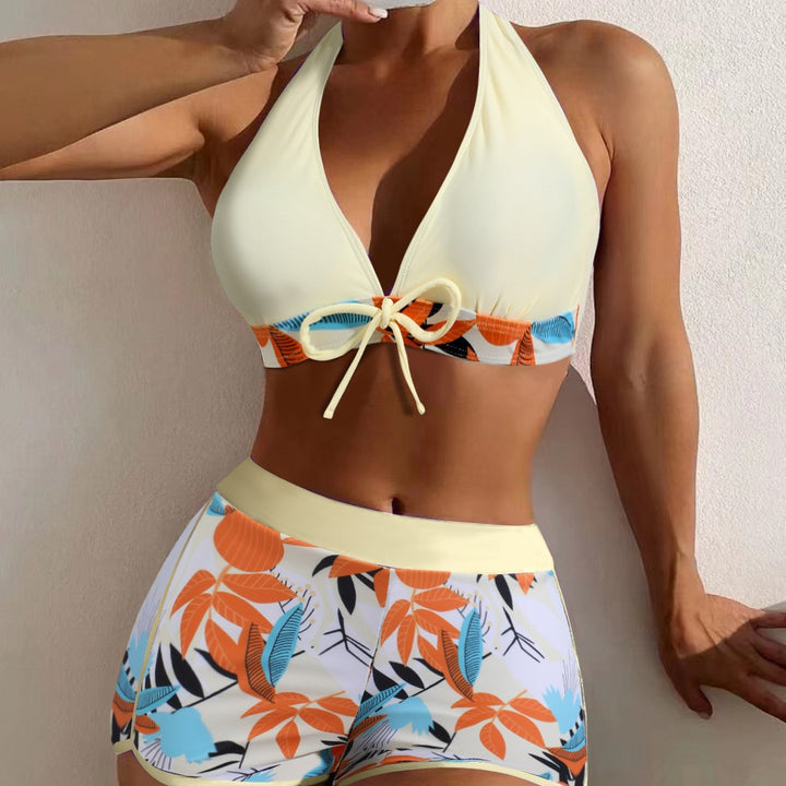 Dame Sportsligt Bikini-Sæt med justerbart Haltertop og Shorts Skovae