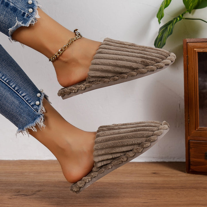 Dame Komfortable Plüschslippers med stribet design Stilla