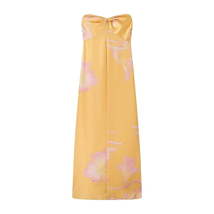Dame Bandeau-maxikjole med blomsterprint og elegant snit Stilla