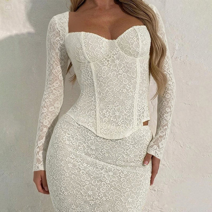 Dame elegant spidsbluse med lange ærmer og taljeret snit Skovae