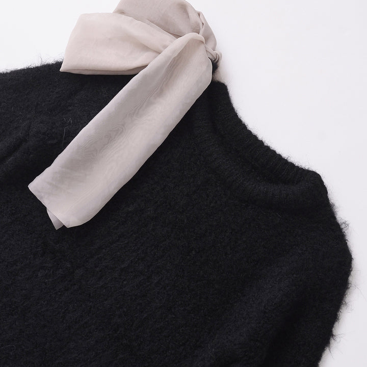 Femme Elegant strik cardigan med sløjfedetalje Stilla