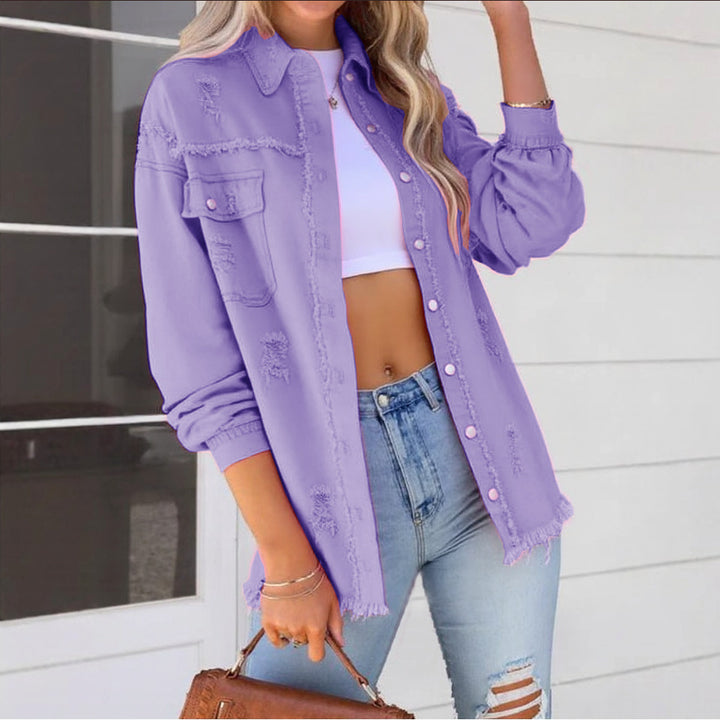 Dame mode Overshirt med ødelagte detaljer Stilla