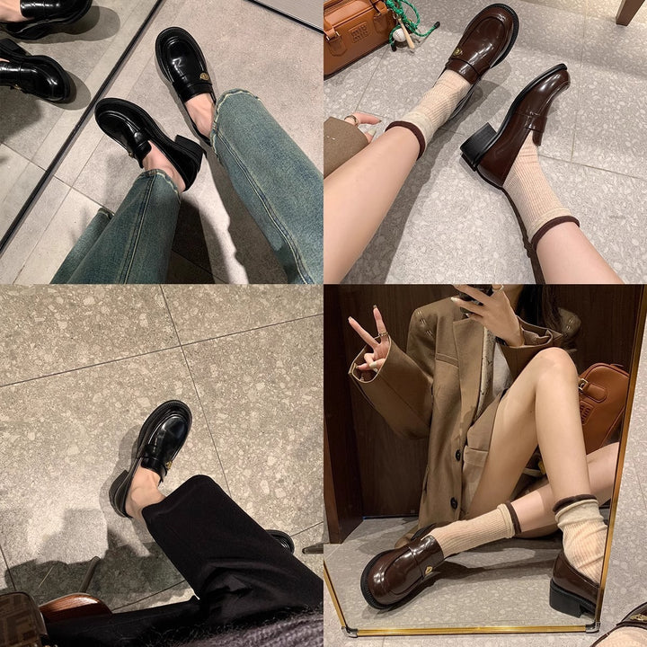 Dame klassiske Slip-On Loafers med gyldne accenter Stilla