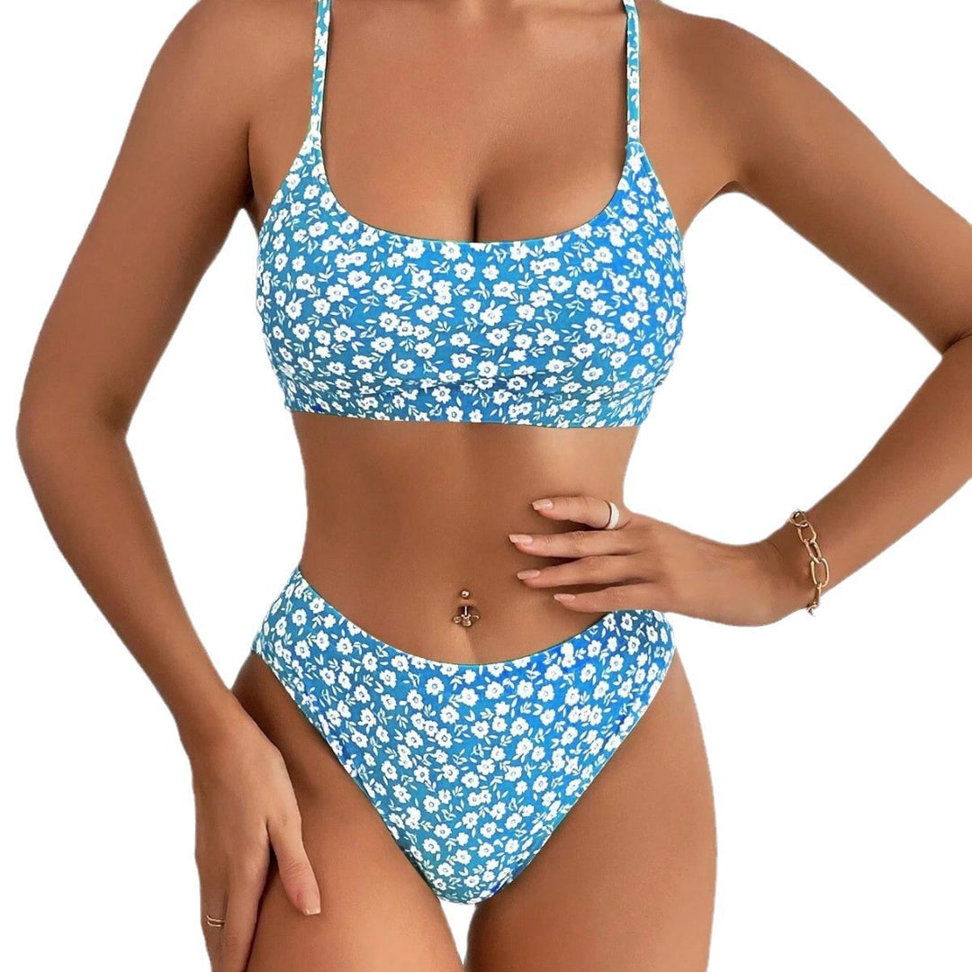 Dame Floral Print Bralette og Højtaljet-Bikini Sæt Stilla