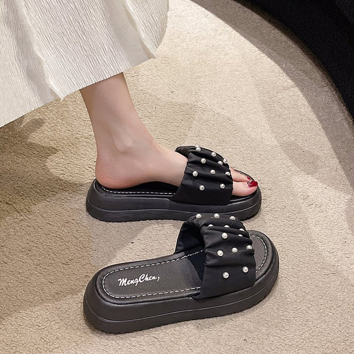 Dame Riemchen-sandaler med skridsikre såler og dekorativ perledesign Stilla
