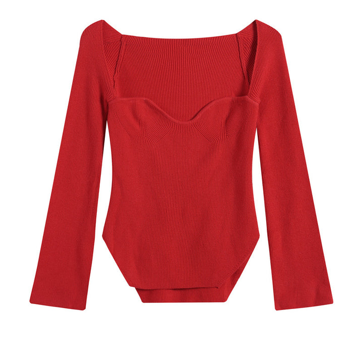 Dame Elegant Off-Shoulder-Strikbluse med vidt ærme Stilla
