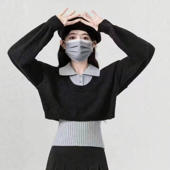 Dame mode crop sweater med unikt design Stilla
