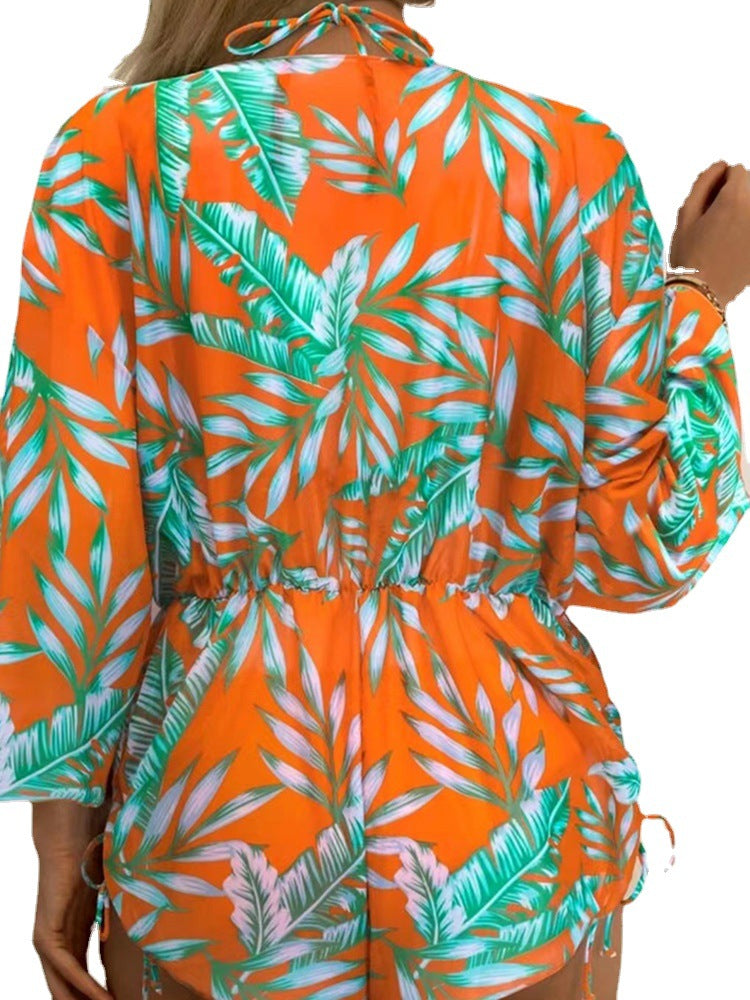 Dame Tropical Print Badedragt Sæt med flerdelt Cover-Up Stilla