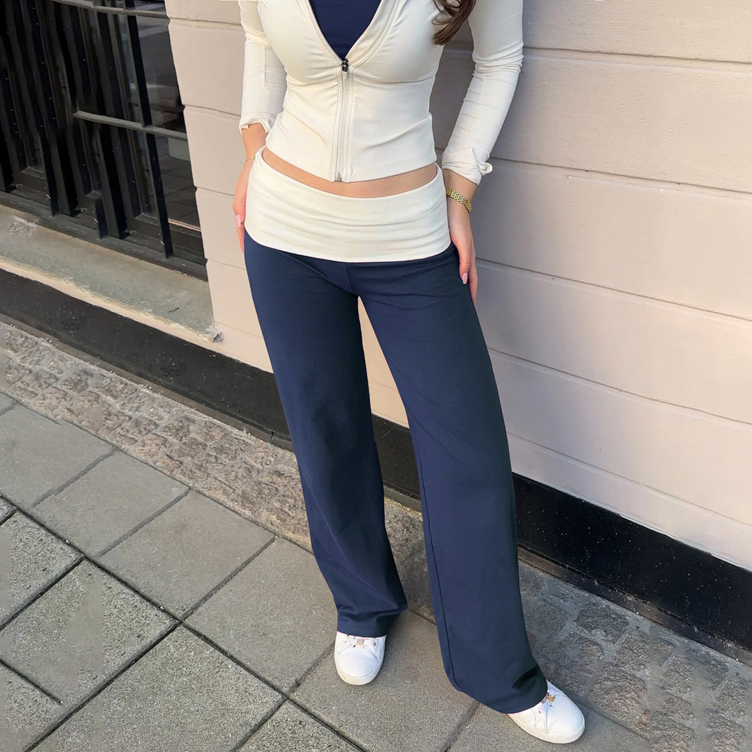 Dame Flared Leggings med blomstermønster Skovae