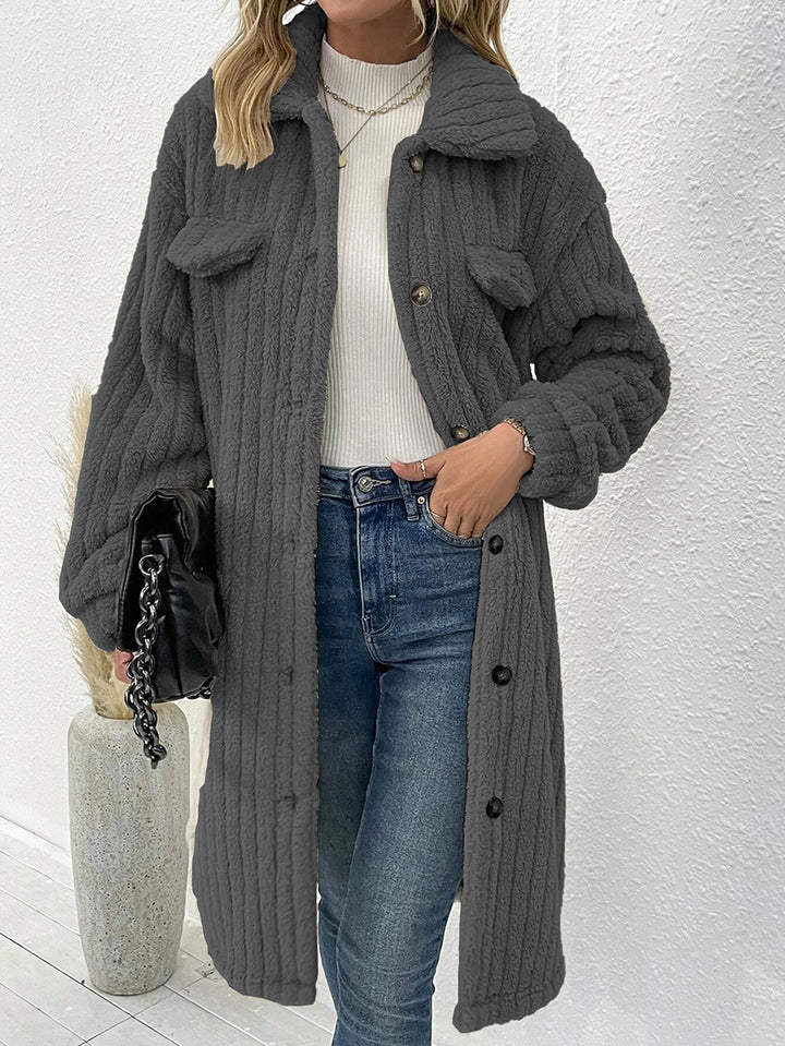 Dame afslappet oversized uldfrakke med struktureret design Stilla