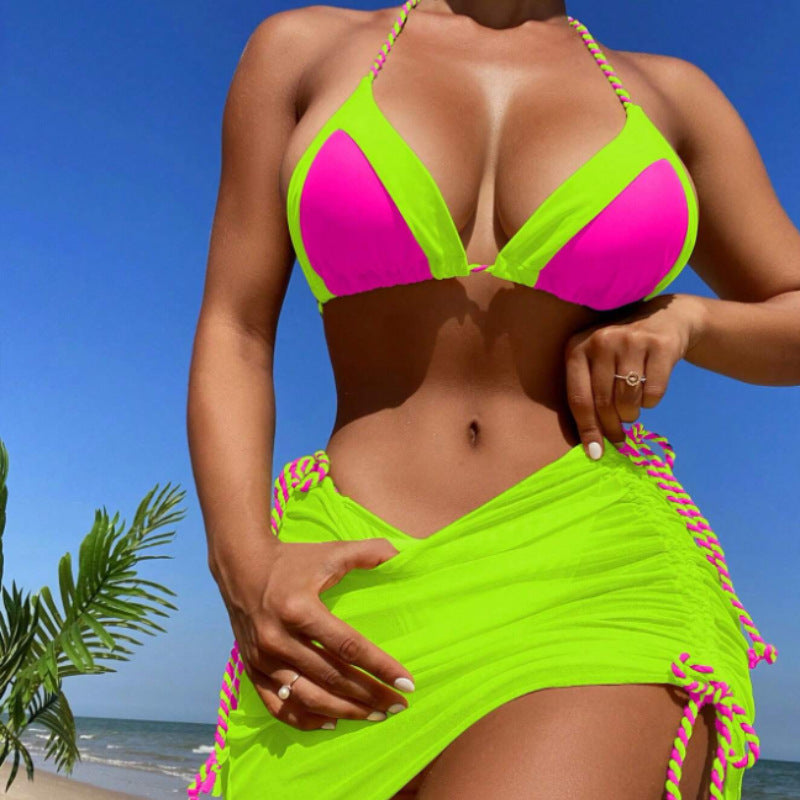 Dame bikini sæt med moderne knude-design og figursyet nederdel Skovae