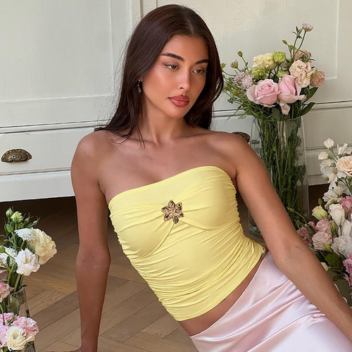 Dame Bustier top med elegant twist og glitrende smykkedetail Skovae