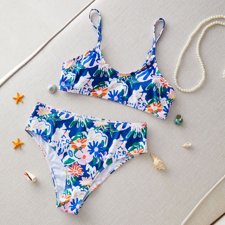 Dame Bikini-sæt med blomstret mønster og justerbare stropper Stilla