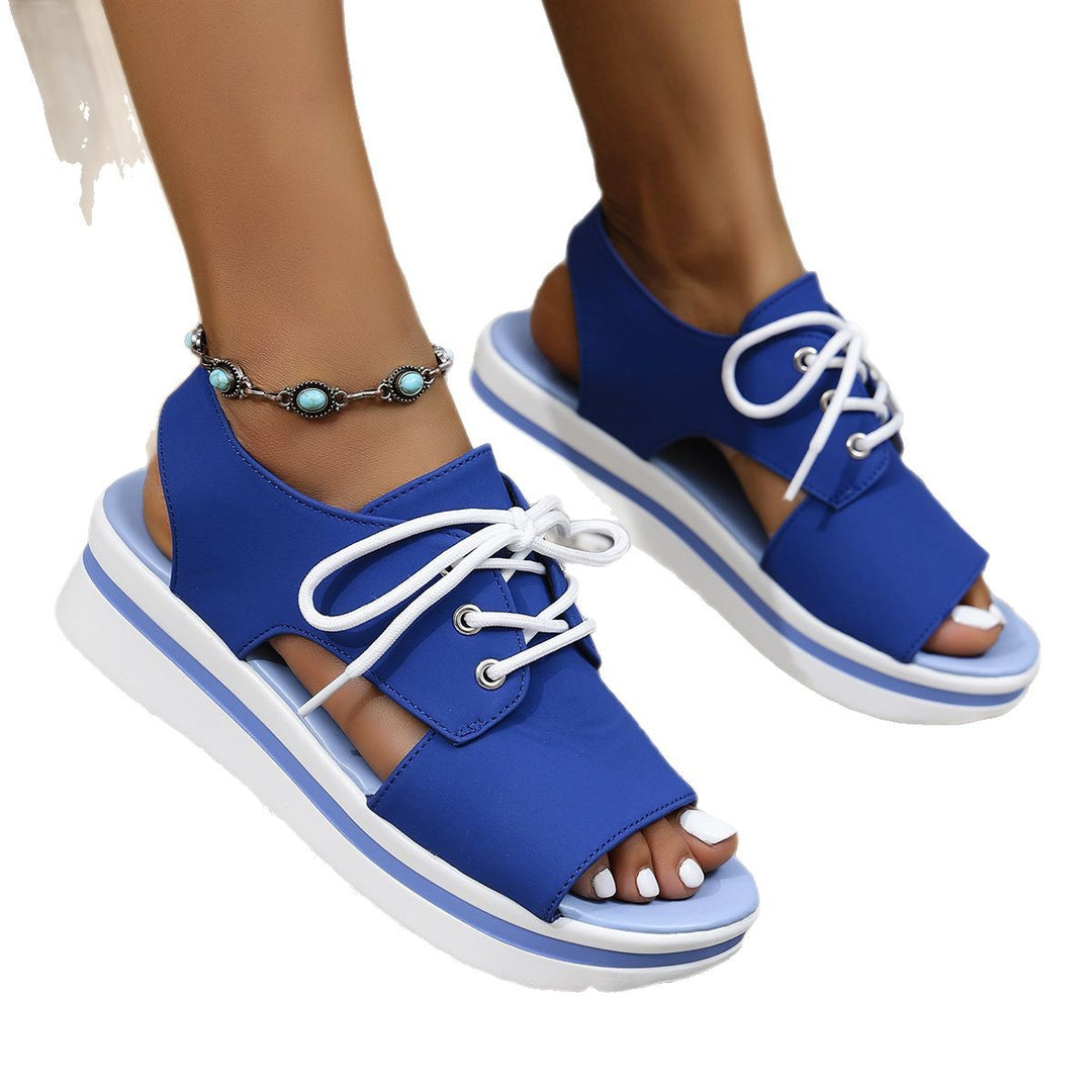 Dame Open-Toe-Sandaler med åndbart overflademateriale og elastiske snøredetaljer Stilla