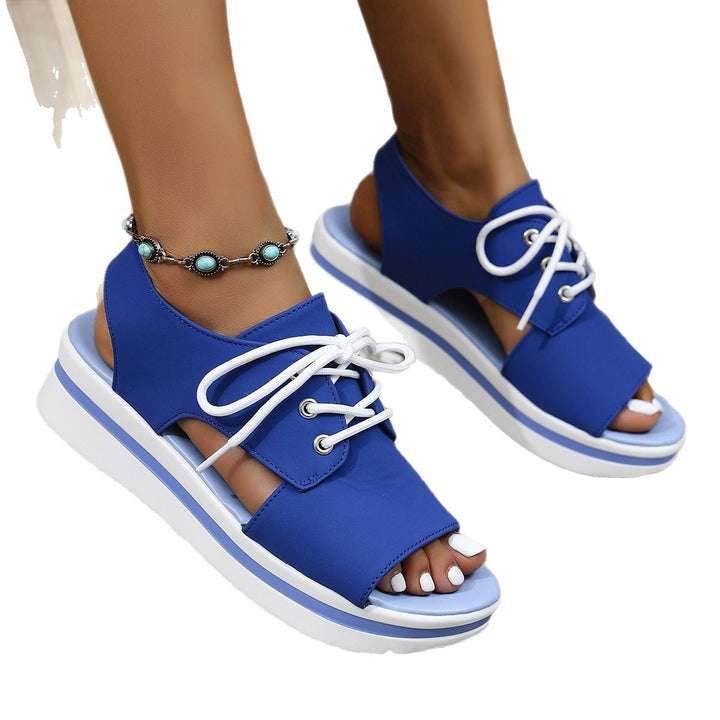 Dame Open-Toe-Sandaler med åndbart overflademateriale og elastiske snøredetaljer Stilla