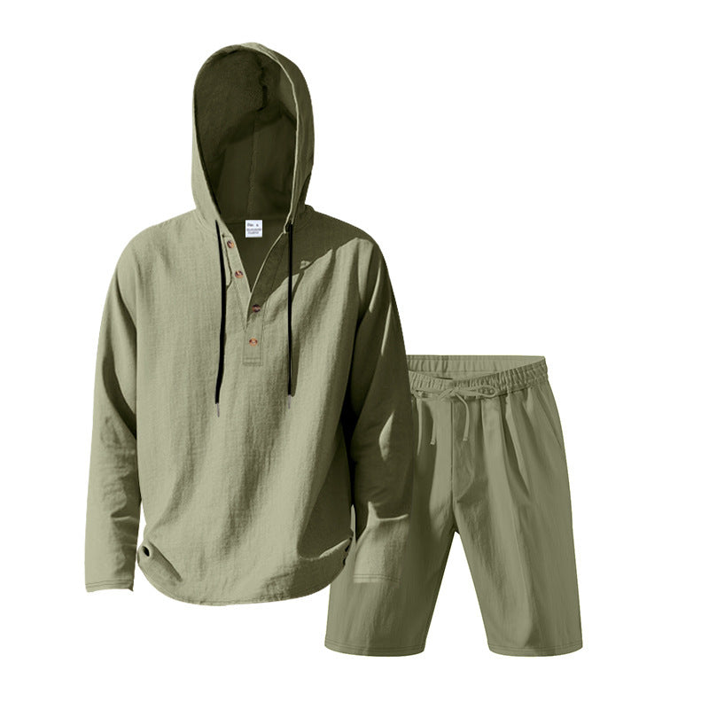 Herre Casual Hoodie-sæt med praktiske knapper og elastisk belægning Stilla