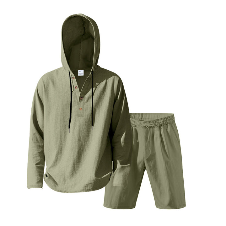 Herre Casual Hoodie-sæt med praktiske knapper og elastisk belægning Stilla