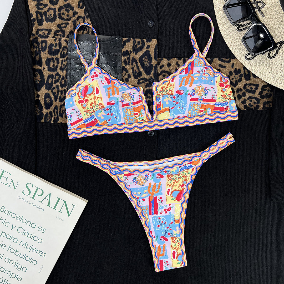 Dame Triangel-Bikini med legende motiv og raffinerede snøre detaljer Stilla