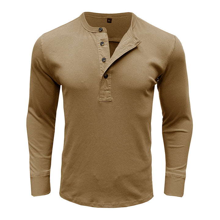 Stilla | Lange ærmer Regular fit bomuldsblanding Henley udskæring afslappet stil