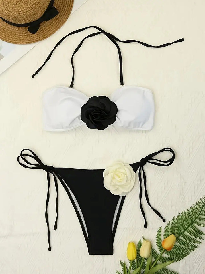 Dame Blomster Accent Bandeau Bikini Sæt Stilla