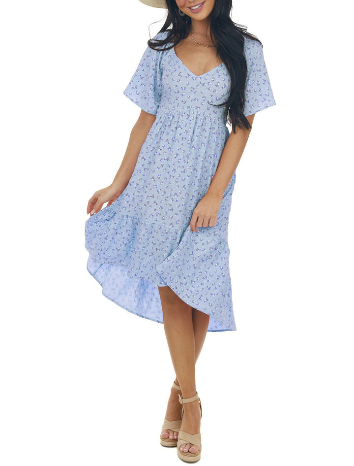 Dame Floral Print Hi-Low Midi Kjole Stilla