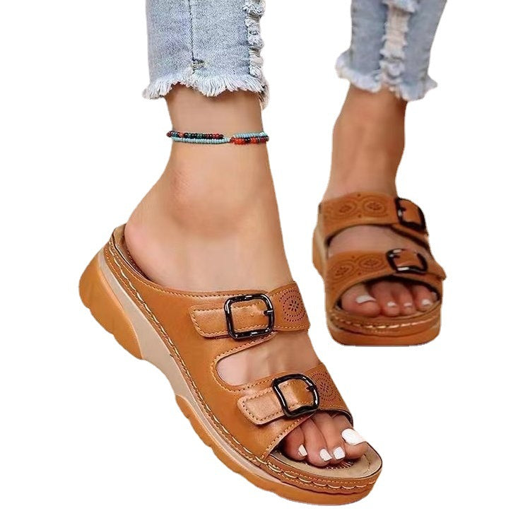 Dame Wedge-sandaler med justerbare remme og åndbart overmateriale Stilla