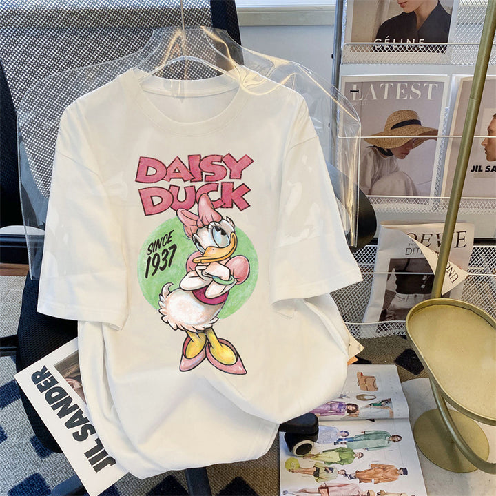Dame T-shirt med kreativ Daisy Duck tryk Stilla