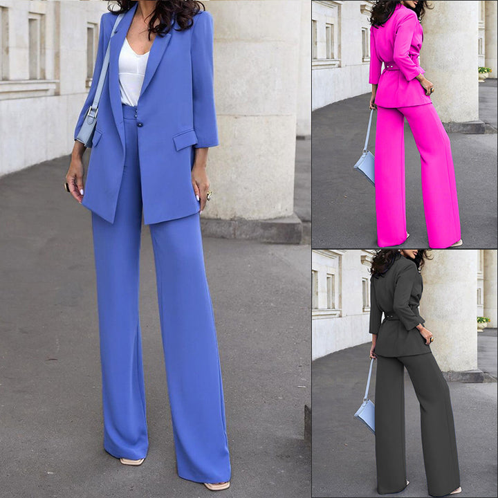 Damer Elegant Oversized Blazer med bred Bukser og moderne Snit Stilla