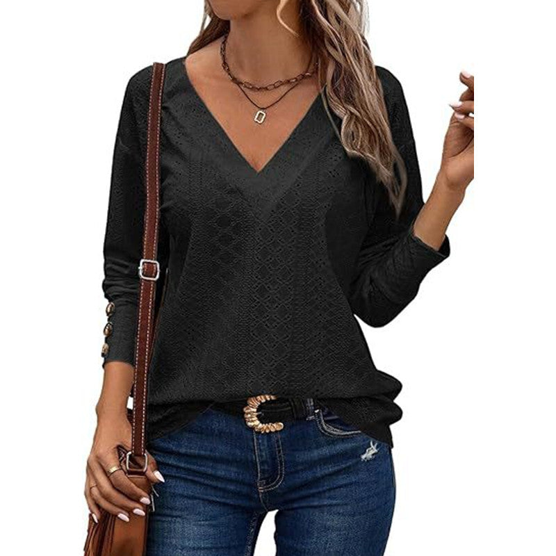 Dame V-hals sweater i hulstrik Stilla
