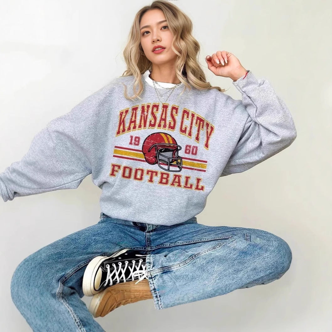 Kvinder Oversized Sweatshirt med nostalgisk fodboldmotiv Skovae