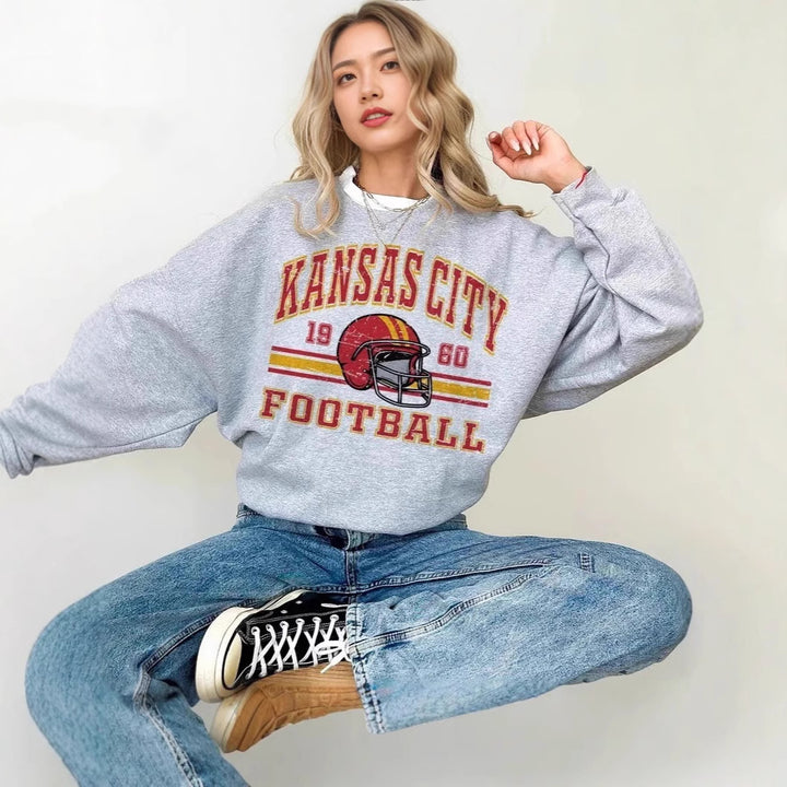 Kvinder Oversized Sweatshirt med nostalgisk fodboldmotiv Skovae