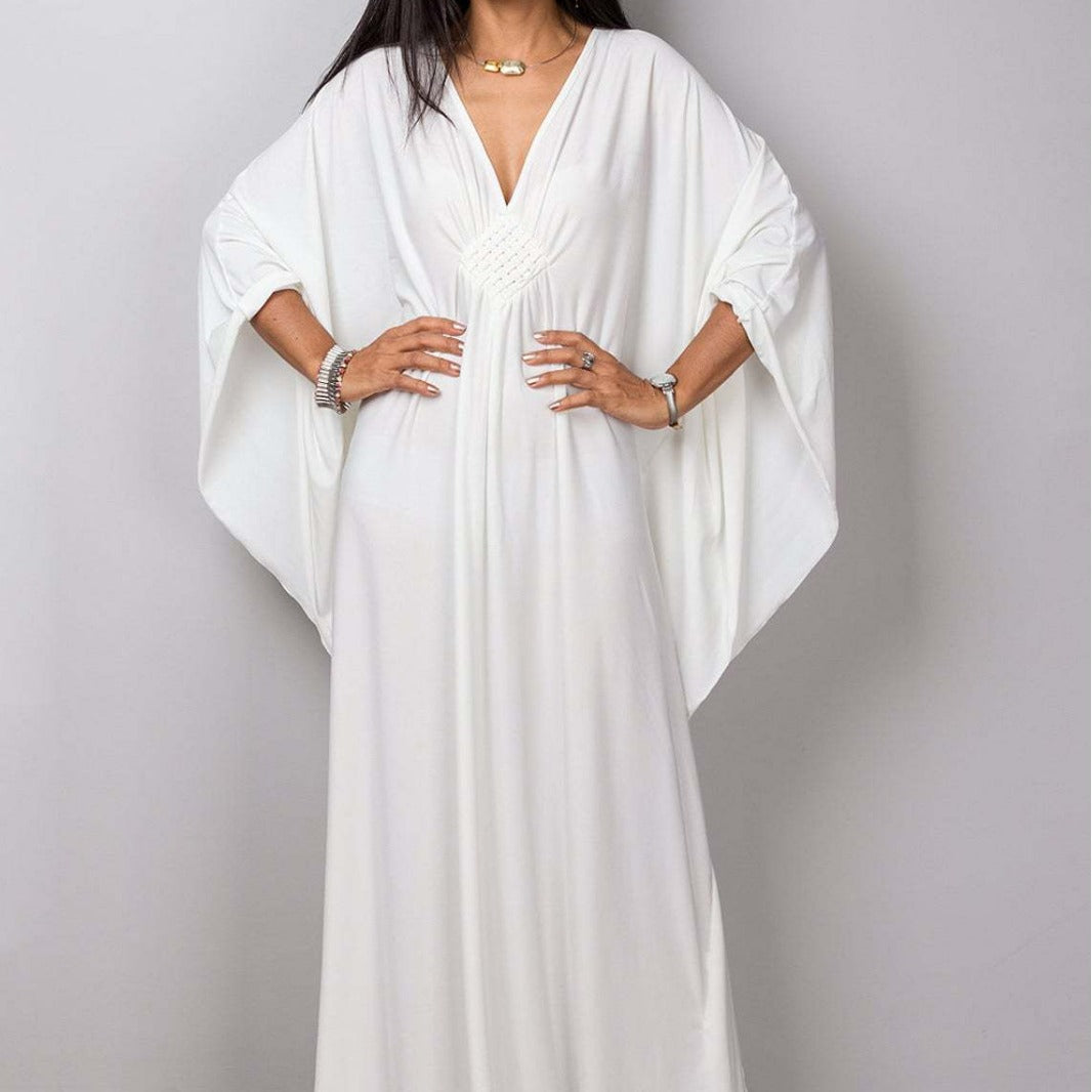 Dame Kaftan med elegant V-udskæring og flydende snit Stilla