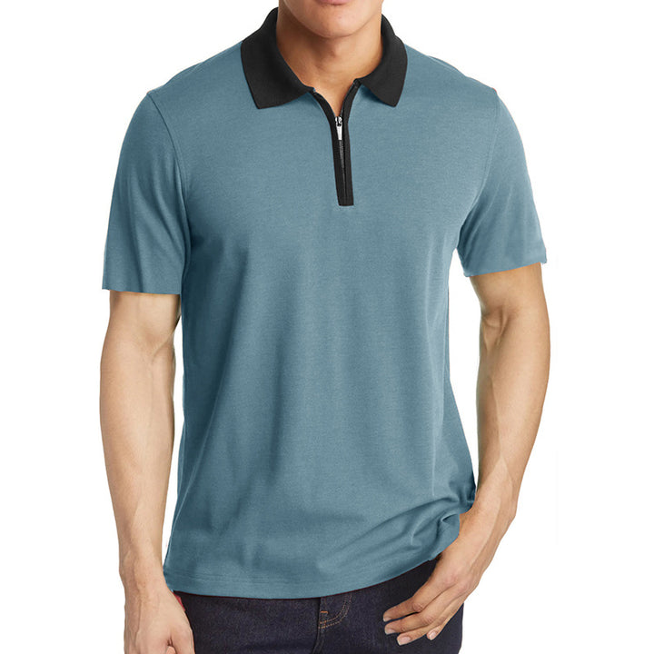 Herrer Kortærmet Poloshirt med Lynlås og Kontrastkrave Stilla