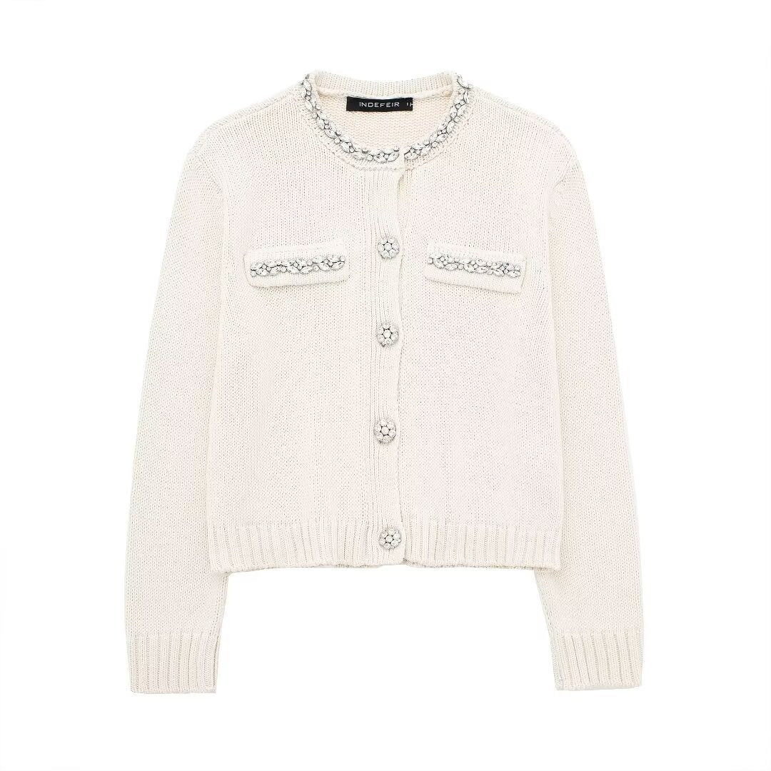Femme Strikcardigan med dekorative knapper Stilla
