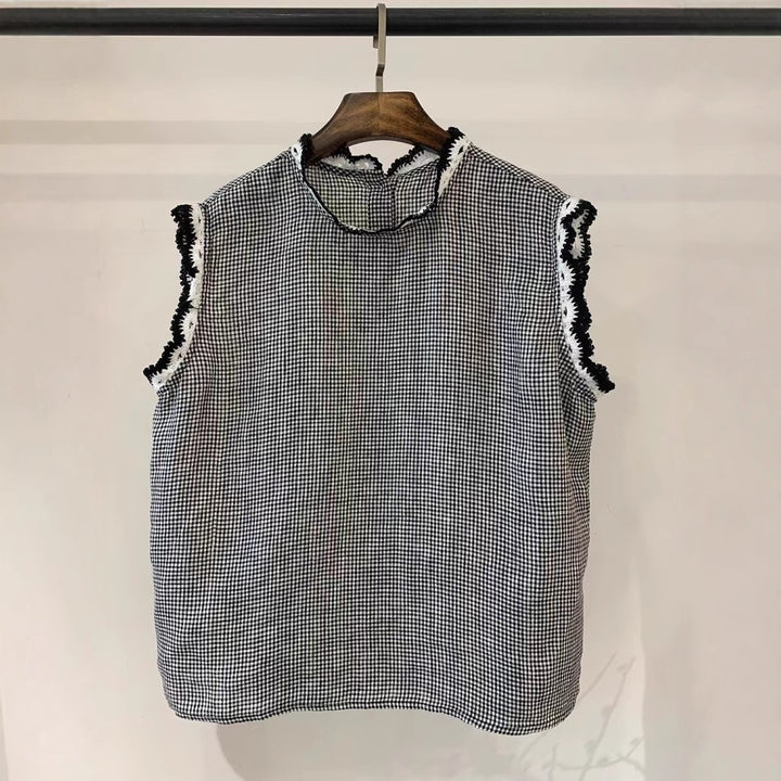 Femme Afslappet Pasform Bestickt Linnedbluse Stilla