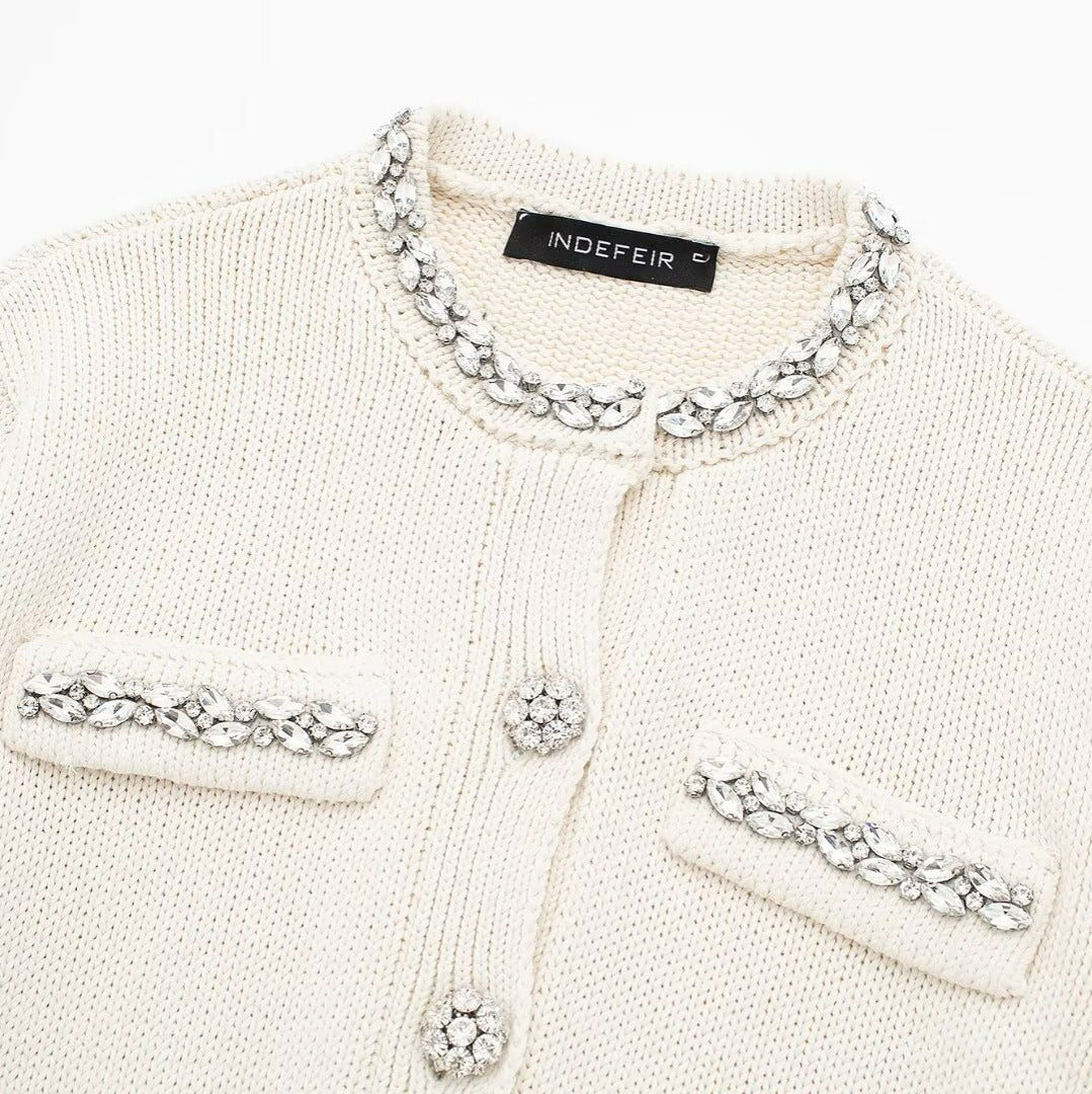 Femme Strikcardigan med dekorative knapper Stilla