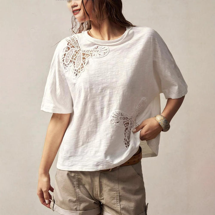 Dame Lace-Detail T-Shirt Stilla