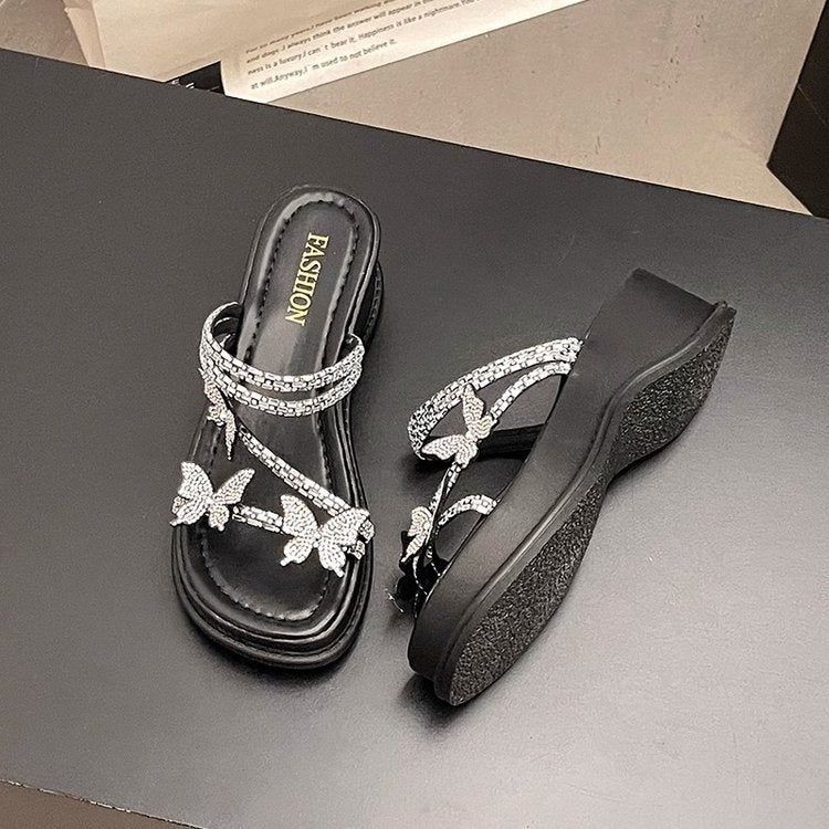 Damer platform-sandaler med funklende strass-detaljer og komfortabel sål Stilla
