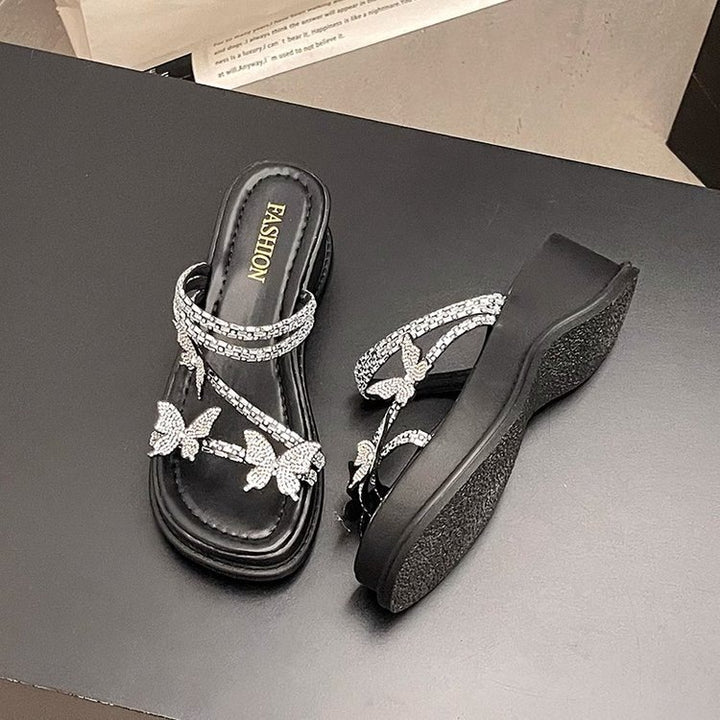 Damer platform-sandaler med funklende strass-detaljer og komfortabel sål Stilla
