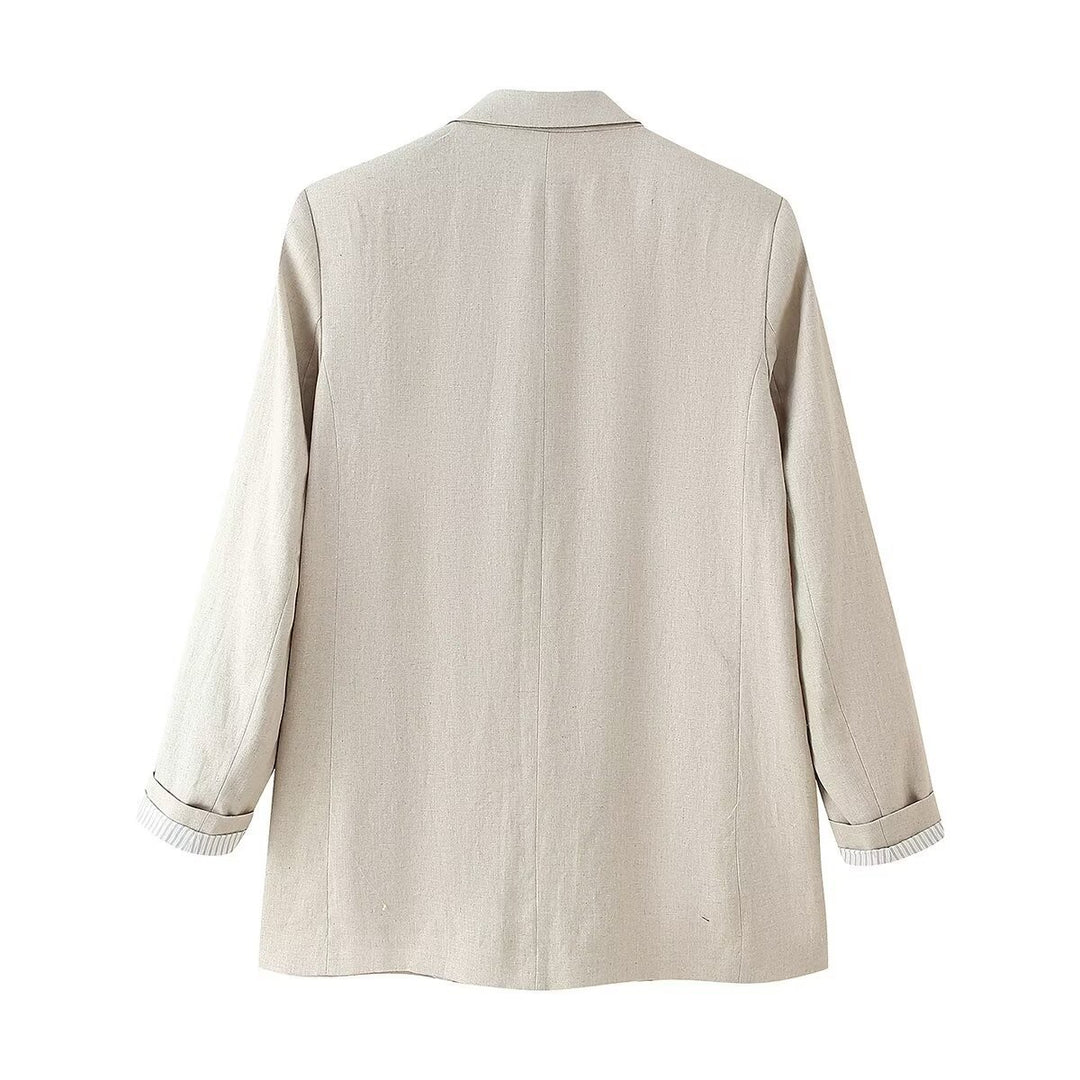 Femme Skræddersyet Linned Blazer med Kontrastmanchetter Stilla