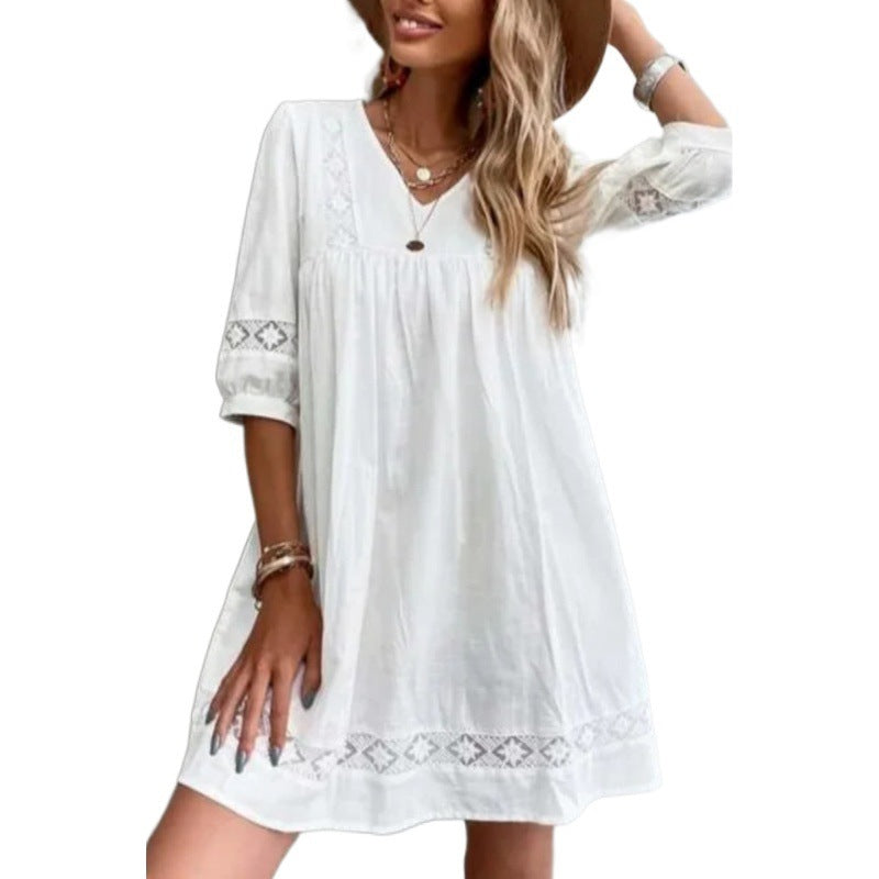 Femme Bohemian Broderet Svingkjole Stilla