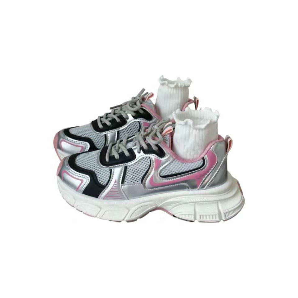Dame Sporty Chunky Sneakers med åndbart mesh-overflade og elegant rynkedesign Stilla