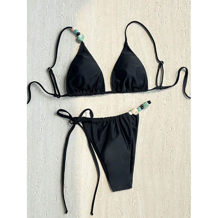 Dame Triangle-bikini med justerbare stropper og smukke smykkedetaljer Skovae