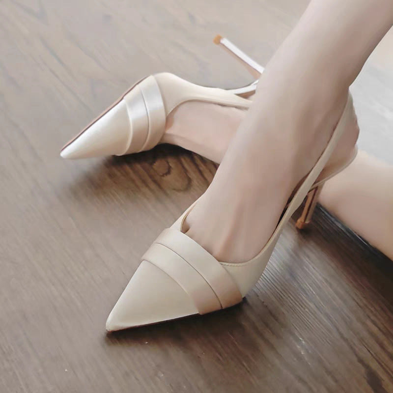 Dame Slingback-Højhælede med spids tå og foldet design Stilla