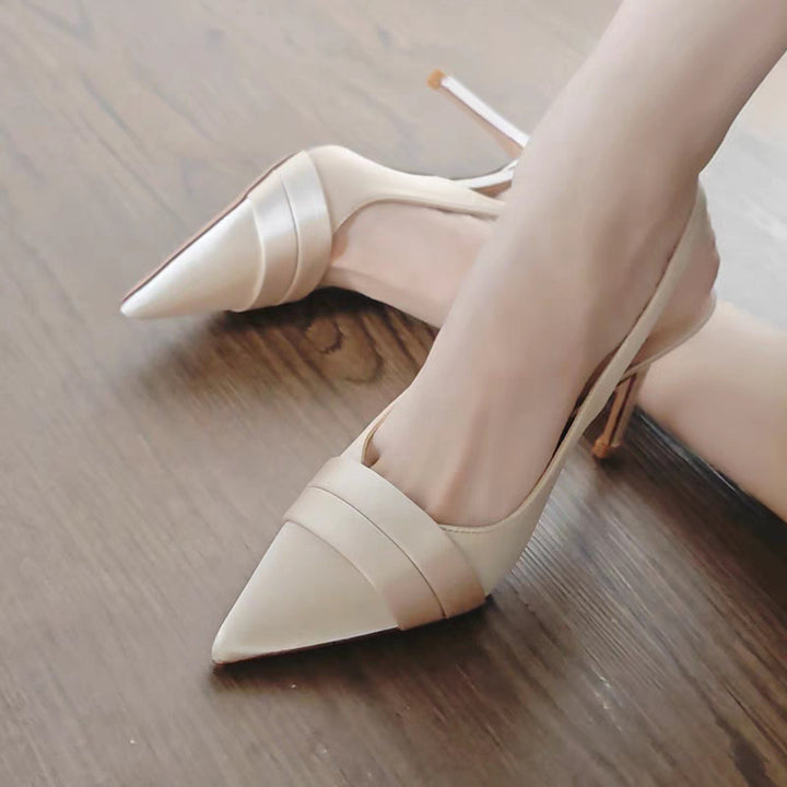 Dame Slingback-Højhælede med spids tå og foldet design Stilla
